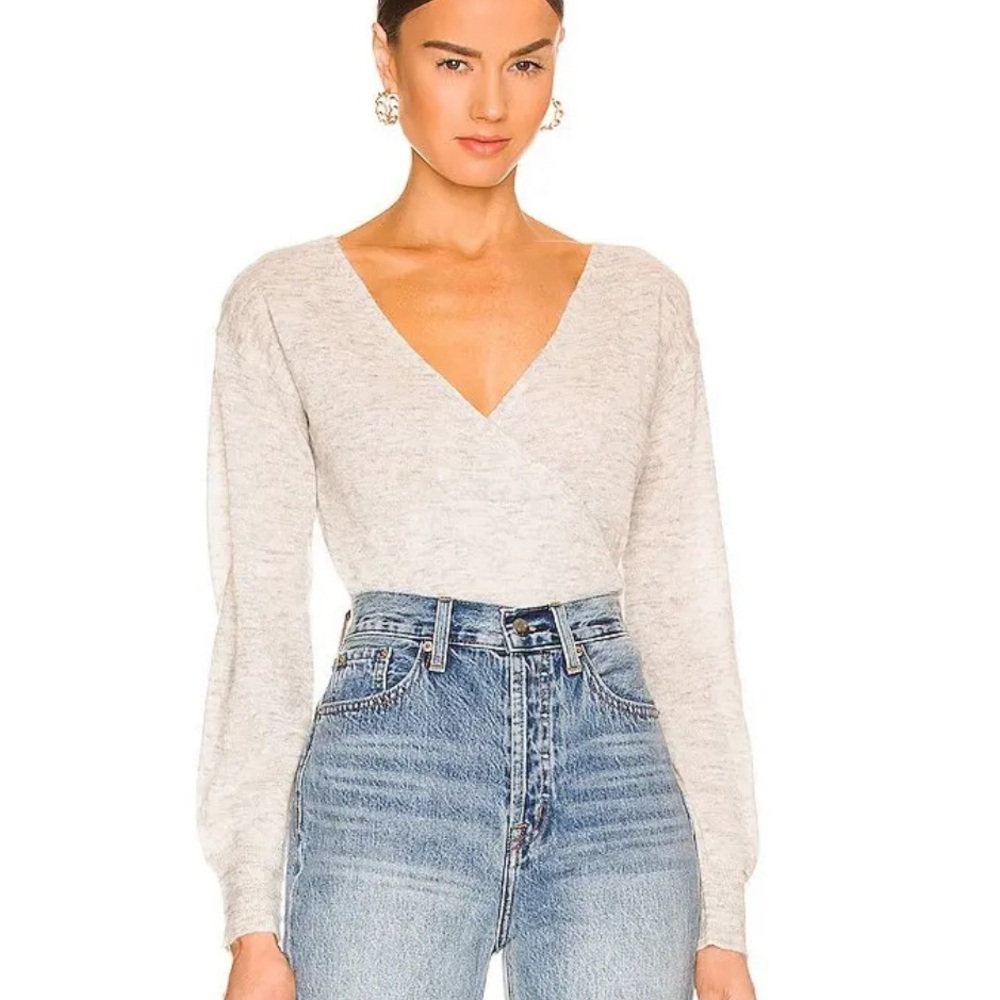 XS - One Grey Day - Emma Wrap Sweater - Heather Grey - NWT